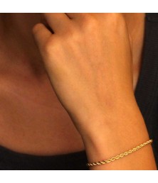 Bracelet Or 18 Carats 750/000 Maille Corde Jaune - Femme