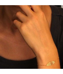 Bracelet Or Jaune Motif Feuille - Femme