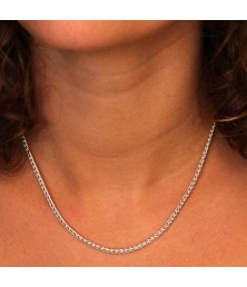 Collier Femme Maille Palmier - Or Blanc