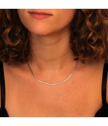 Collier Femme Maille Haricot - Or Blanc