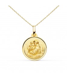 Collier - Médaille Saint Antoine Or Jaune - Chaîne Dorée - Gravure Offerte