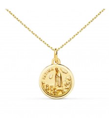 Collier - Médaille Vierge de Fatima Or Jaune - Chaîne Dorée - Gravure Offerte