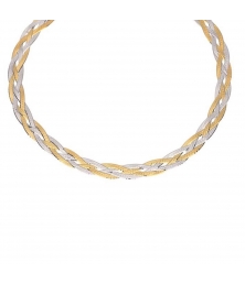 Collier Tresse Deux Ors - Or Bicolore Jaune et Blanc - Femme
