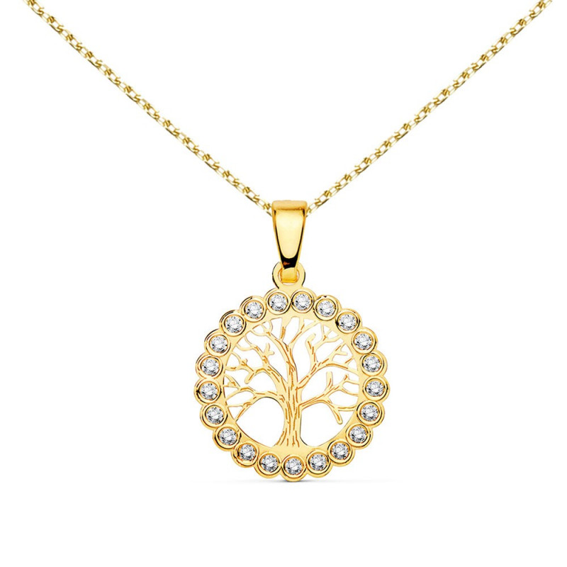 Collier - Pendentif Or 18 Carats 750/000 Arbre de Vie - Chaine Dorée Collier - Pendentif Or 18 Carats 750/000 Arbre de Vie - Chaine Dorée