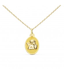 Collier - Médaille Or Jaune Ange - Chaîne Dorée
